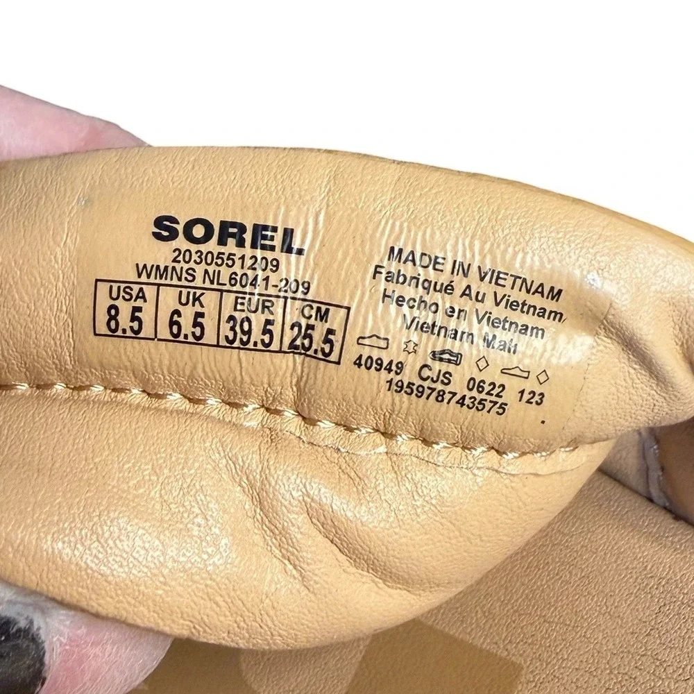 Sorel Tan Cream Roaming Puffy Slide Sandals Leather Women's Size 8.5